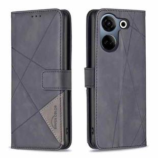 For Tecno Camon 20/Camon 20 Pro 4G Magnetic Buckle Rhombus Texture Leather Phone Case(Black)
