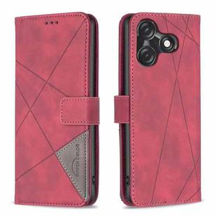 For Tecno Spark 10C Magnetic Buckle Rhombus Texture Leather Phone Case(Red)