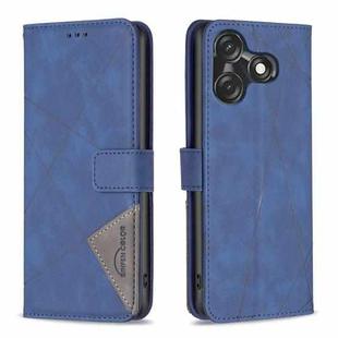 For Tecno Spark 10C Magnetic Buckle Rhombus Texture Leather Phone Case(Blue)