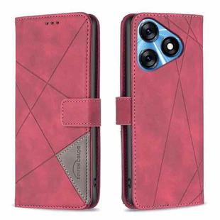 For Tecno Spark 10 4G Magnetic Buckle Rhombus Texture Leather Phone Case(Red)