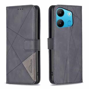 For Tecno Spark Go 2023/Pop 7 Pro Magnetic Buckle Rhombus Texture Leather Phone Case(Black)