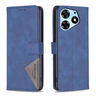 For Tecno Spark 10 Pro Magnetic Buckle Rhombus Texture Leather Phone Case(Blue)