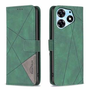 For Tecno Spark 10 Pro Magnetic Buckle Rhombus Texture Leather Phone Case(Green)