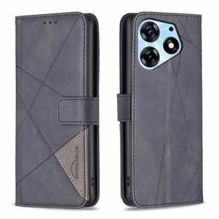 For Tecno Spark 10 Pro Magnetic Buckle Rhombus Texture Leather Phone Case(Black)