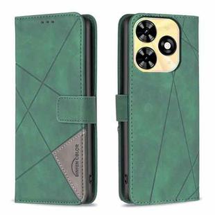 For Tecno Spark 20 Magnetic Buckle Rhombus Texture Leather Phone Case(Green)