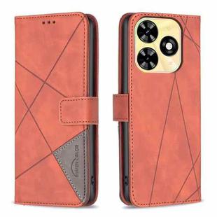 For Tecno Spark 20 Magnetic Buckle Rhombus Texture Leather Phone Case(Brown)