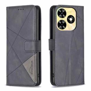 For Tecno Spark 20 Magnetic Buckle Rhombus Texture Leather Phone Case(Black)