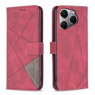 For Tecno Spark 20 Pro Magnetic Buckle Rhombus Texture Leather Phone Case(Red)