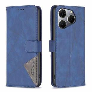 For Tecno Spark 20 Pro Magnetic Buckle Rhombus Texture Leather Phone Case(Blue)