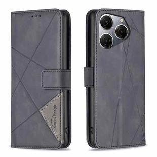 For Tecno Spark 20 Pro Magnetic Buckle Rhombus Texture Leather Phone Case(Black)