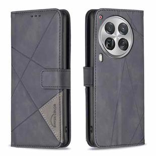 For Tecno Camon 30 Premier 5G Magnetic Buckle Rhombus Texture Leather Phone Case(Black)