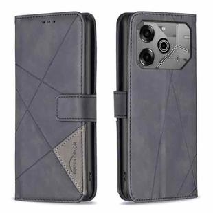 For Tecno Pova 6/6 Pro 5G Magnetic Buckle Rhombus Texture Leather Phone Case(Black)