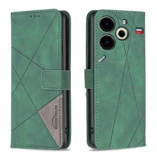 For Tecno Pova 6 Neo Magnetic Buckle Rhombus Texture Leather Phone Case(Green)