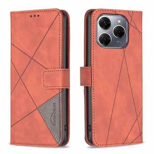 For Tecno Spark 20 Pro 5G Magnetic Buckle Rhombus Texture Leather Phone Case(Brown)