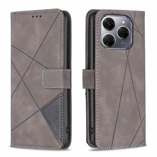 For Tecno Spark 20 Pro 5G Magnetic Buckle Rhombus Texture Leather Phone Case(Grey)