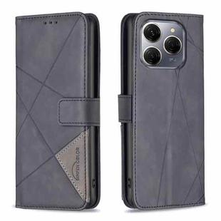 For Tecno Spark 20 Pro 5G Magnetic Buckle Rhombus Texture Leather Phone Case(Black)