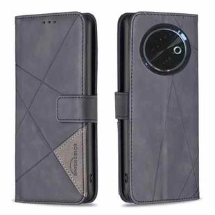 For Tecno Spark 30C Magnetic Buckle Rhombus Texture Leather Phone Case(Black)