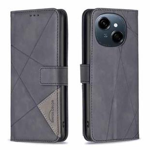 For Tecno Spark Go 1 / Pop 9 Magnetic Buckle Rhombus Texture Leather Phone Case(Black)