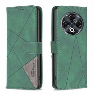 For Tecno Spark 30 4G Magnetic Buckle Rhombus Texture Leather Phone Case(Green)