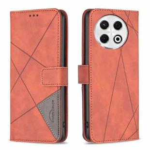 For Tecno Spark 30 Pro 4G Magnetic Buckle Rhombus Texture Leather Phone Case(Brown)