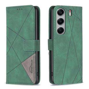 For Tecno Camon 40 Pro 5G Magnetic Buckle Rhombus Texture Leather Phone Case(Green)