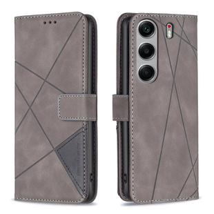 For Tecno Camon 40 Pro 5G Magnetic Buckle Rhombus Texture Leather Phone Case(Grey)