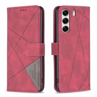 For Tecno Camon 40 Pro 4G Magnetic Buckle Rhombus Texture Leather Phone Case(Red)