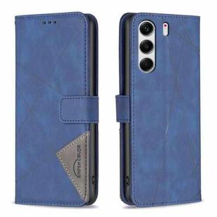 For Tecno Camon 40 Pro 4G Magnetic Buckle Rhombus Texture Leather Phone Case(Blue)