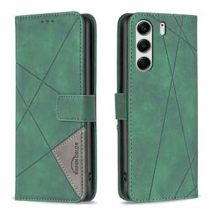 For Tecno Camon 40 Pro 4G Magnetic Buckle Rhombus Texture Leather Phone Case(Green)