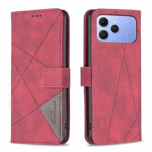 For Tecno Spark 40 4G Magnetic Buckle Rhombus Texture Leather Phone Case(Red)