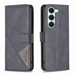 For Tecno Spark 40 Pro 4G Magnetic Buckle Rhombus Texture Leather Phone Case(Black)
