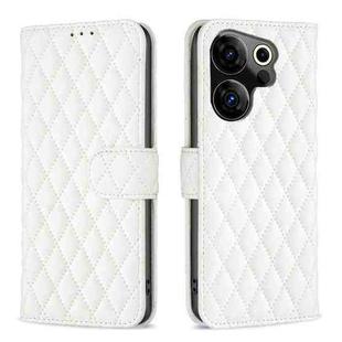 For Tecno Camon 20 Premier Diamond Lattice Wallet Flip Leather Phone Case(White)