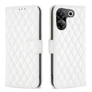 For Tecno Camon 20 Pro 5G Diamond Lattice Wallet Flip Leather Phone Case(White)