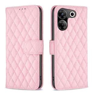 For Tecno Camon 20 Pro 5G Diamond Lattice Wallet Flip Leather Phone Case(Pink)