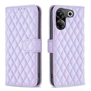 For Tecno Camon 20 Pro 5G Diamond Lattice Wallet Flip Leather Phone Case(Purple)