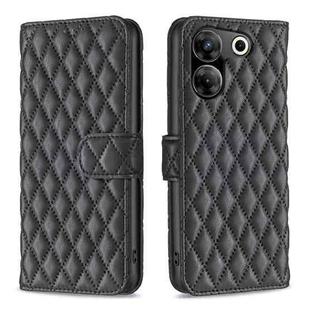 For Tecno Camon 20 Pro 5G Diamond Lattice Wallet Flip Leather Phone Case(Black)