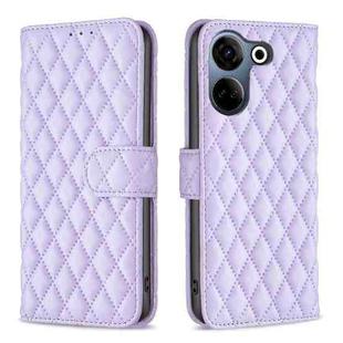 For Tecno Camon 20/Camon 20 Pro 4G Diamond Lattice Wallet Flip Leather Phone Case(Purple)