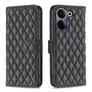 For Tecno Camon 20/Camon 20 Pro 4G Diamond Lattice Wallet Flip Leather Phone Case(Black)