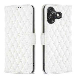For Tecno Spark 10C Diamond Lattice Wallet Flip Leather Phone Case(White)