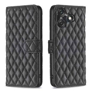 For Tecno Spark 10C Diamond Lattice Wallet Flip Leather Phone Case(Black)
