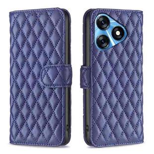 For Tecno Spark 10 4G Diamond Lattice Wallet Flip Leather Phone Case(Blue)