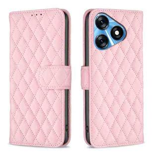 For Tecno Spark 10 4G Diamond Lattice Wallet Flip Leather Phone Case(Pink)