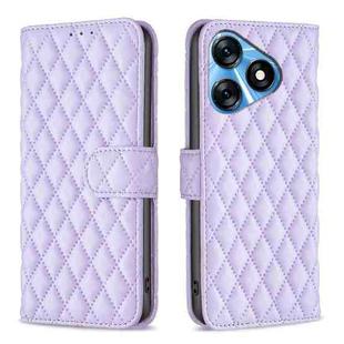 For Tecno Spark 10 4G Diamond Lattice Wallet Flip Leather Phone Case(Purple)
