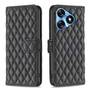 For Tecno Spark 10 4G Diamond Lattice Wallet Flip Leather Phone Case(Black)