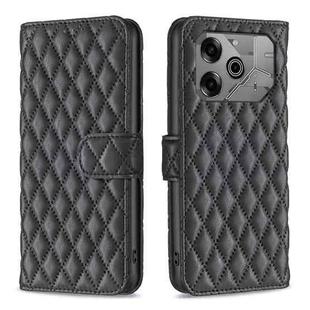 For Tecno Pova 6/6 Pro 5G Diamond Lattice Wallet Flip Leather Phone Case(Black)