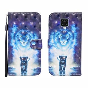 For Xiaomi Redmi Note 9S 3D Painted Pattern Horizontal Flip Leather Case with Holder & Wallet & Card slot & Lanyard(Lion)