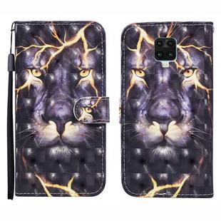 For Xiaomi Redmi Note 9S 3D Painted Pattern Horizontal Flip Leather Case with Holder & Wallet & Card slot & Lanyard(Thunder Lion)