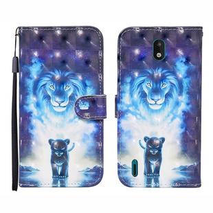 For Nokia 1.3 3D Painted Pattern Horizontal Flip Leather Case with Holder & Wallet & Card slot & Lanyard(Lion)