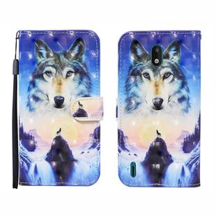 For Nokia 1.3 3D Painted Pattern Horizontal Flip Leather Case with Holder & Wallet & Card slot & Lanyard(Sunrise Wolf)