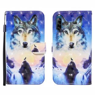 For Sony Xperia L4 3D Painted Pattern Horizontal Flip Leather Case with Holder & Wallet & Card slot & Lanyard(Sunrise Wolf)